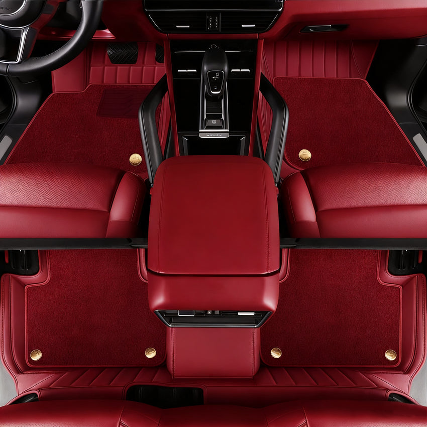 Luxury Genuine Leather Custom Car Floor Mats (Includes Carpet) Vehicle Liners