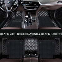 Luxury Diamond Stitching Custom Luxury Car Floor Mats Vehicle Liners With Carpet