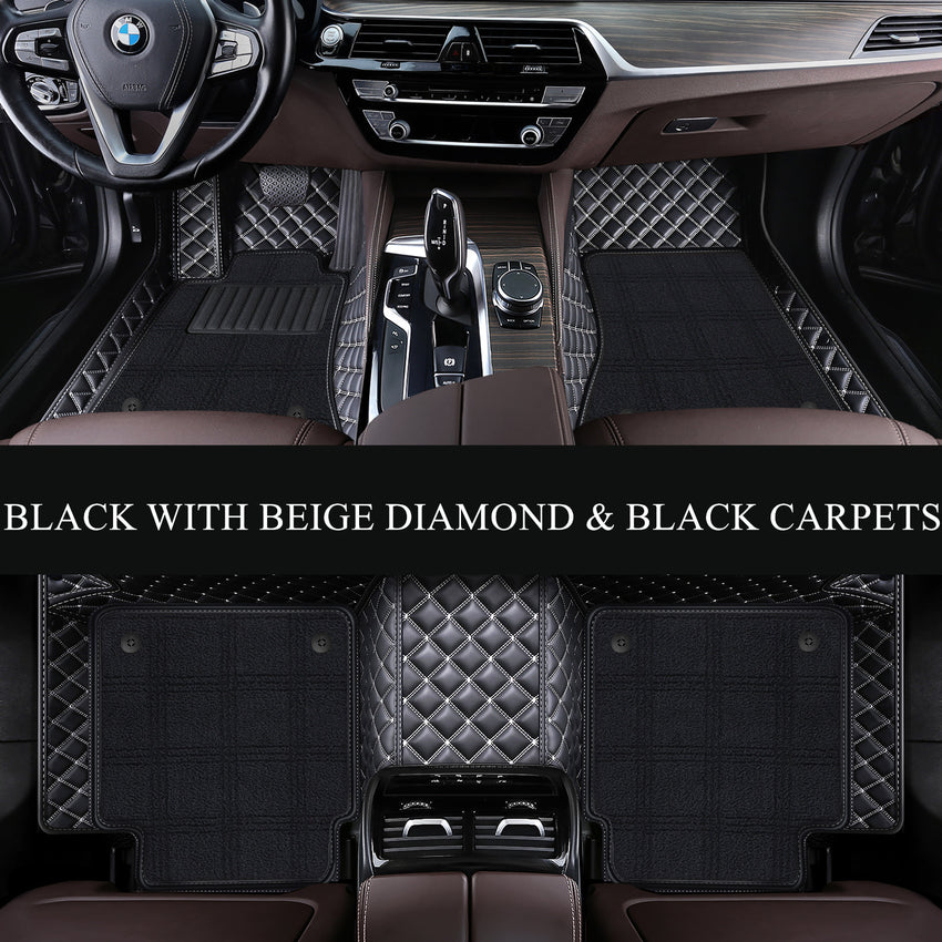Luxury Diamond Stitching Custom Luxury Car Floor Mats Vehicle Liners With Carpet