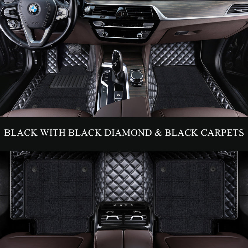 Luxury Diamond Stitching Custom Luxury Car Floor Mats Vehicle Liners With Carpet