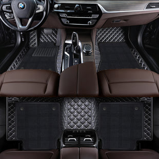 Luxury Diamond Stitching Custom Luxury Car Floor Mats Vehicle Liners With Carpet