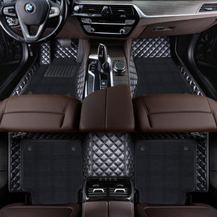 Luxury Diamond Stitching Custom Luxury Car Floor Mats Vehicle Liners With Carpet