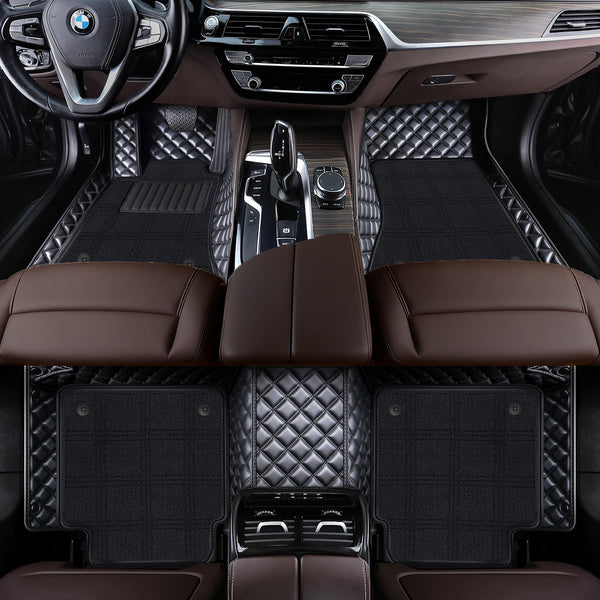 Luxury Diamond Stitching Custom Luxury Car Floor Mats Vehicle Liners With Carpet