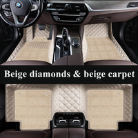 Luxury Diamond Stitching Custom Luxury Car Floor Mats Vehicle Liners With Carpet