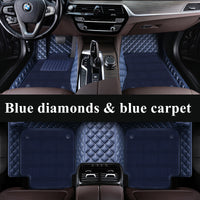 Luxury Diamond Stitching Custom Luxury Car Floor Mats Vehicle Liners With Carpet