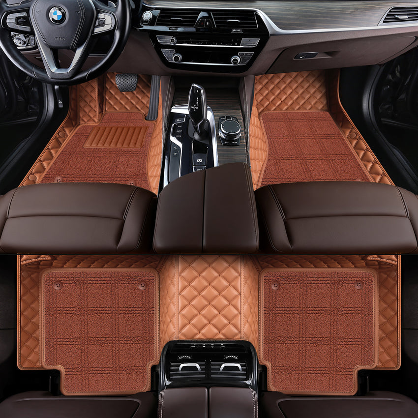 Luxury Diamond Stitching Custom Luxury Car Floor Mats Vehicle Liners With Carpet