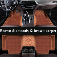 Luxury Diamond Stitching Custom Luxury Car Floor Mats Vehicle Liners With Carpet