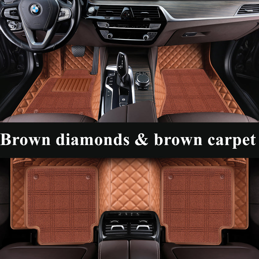 Luxury Diamond Stitching Custom Luxury Car Floor Mats Vehicle Liners With Carpet