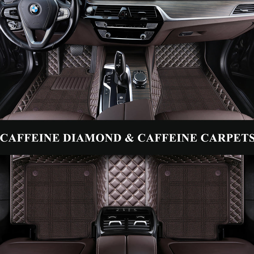 Luxury Diamond Stitching Custom Luxury Car Floor Mats Vehicle Liners With Carpet
