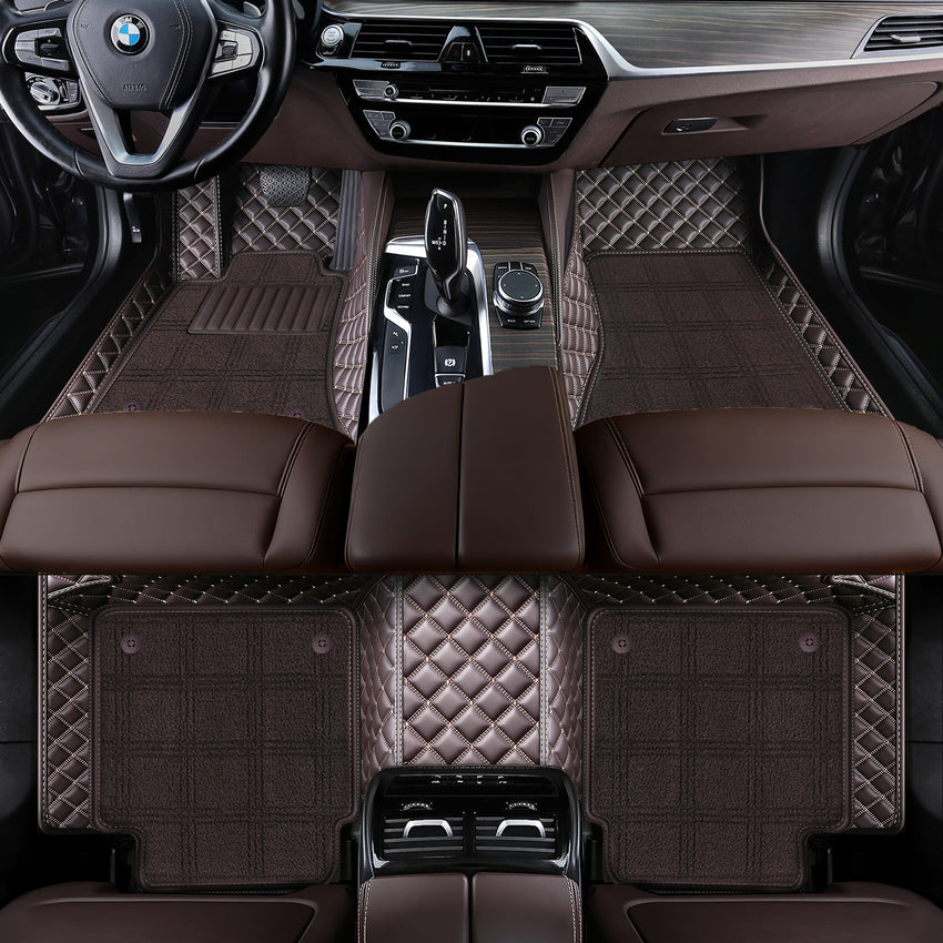 Luxury Diamond Stitching Custom Luxury Car Floor Mats Vehicle Liners With Carpet