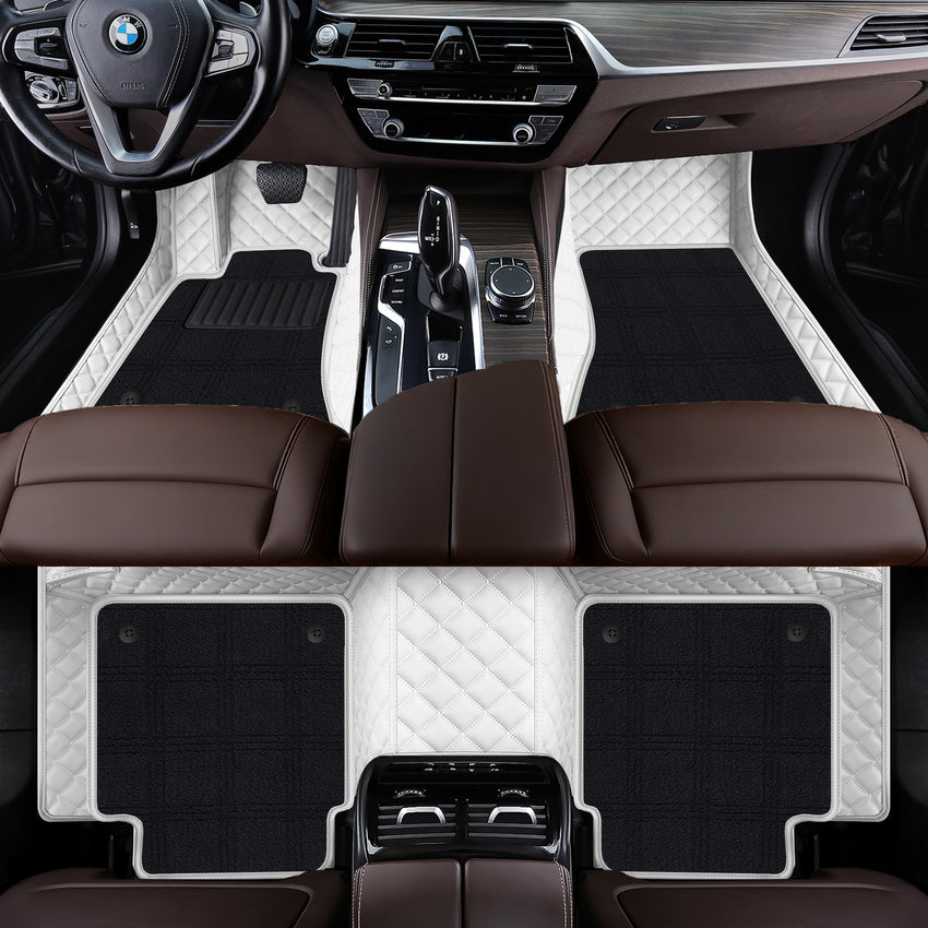 Luxury Diamond Stitching Custom Luxury Car Floor Mats Vehicle Liners With Carpet