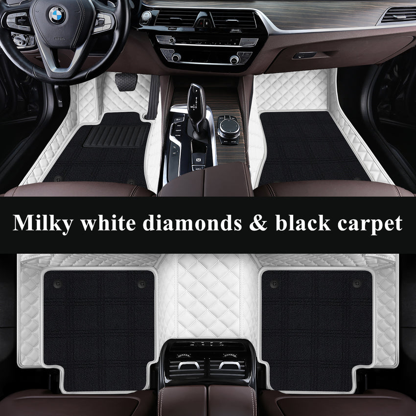 Luxury Diamond Stitching Custom Luxury Car Floor Mats Vehicle Liners With Carpet