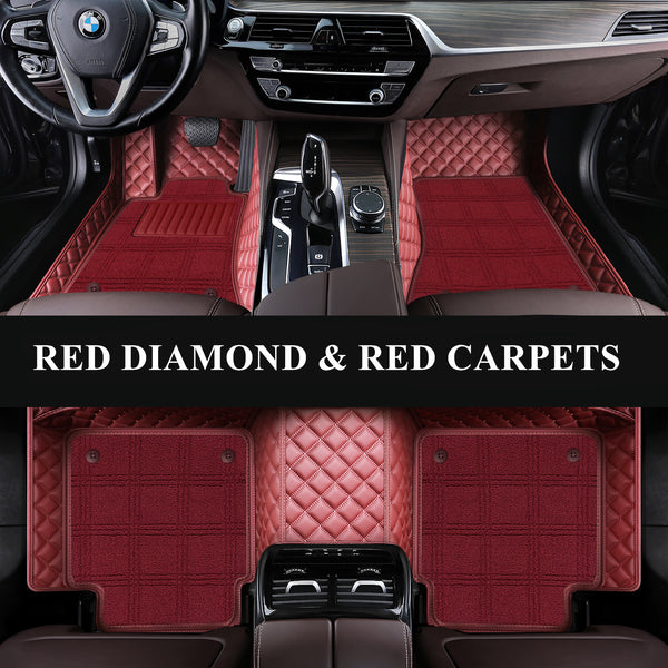 Luxury Diamond Stitching Custom Luxury Car Floor Mats Vehicle Liners With Carpet